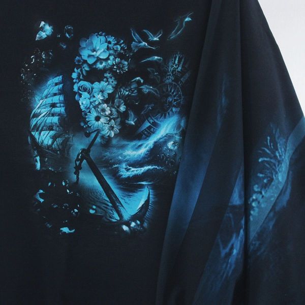 Sweat Marine Tattoo 20.0 Nordwind türkis – 200cm Panel French Terry Nautistore