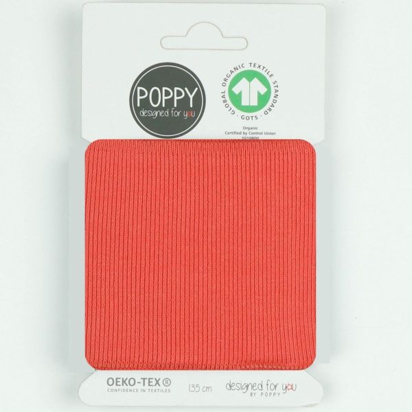 Fertigbündchen Cuff peach koralle • Bio-Baumwoll Bündchen 135 cm • Poppy