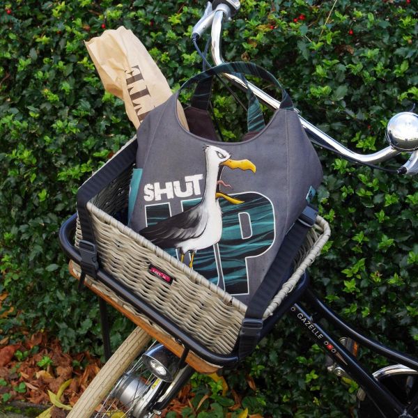 Dekostoff Möwe Ole "Shut up!" von Thorsten Berger - für Kissen Taschen 90x140cm