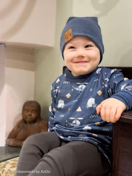 Jersey Polizei Autos Hubscharuber blau – Baumwolljersey Serie Samern by Swafing