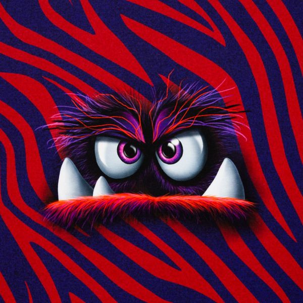 French Terry Monster rot violett - Serie Monstal by Thorsten Berger - 85cm Panel