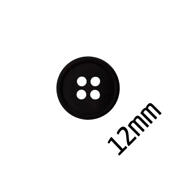 Schwarzer Knopf 11 mm aus Polyester mit 4 Löchern