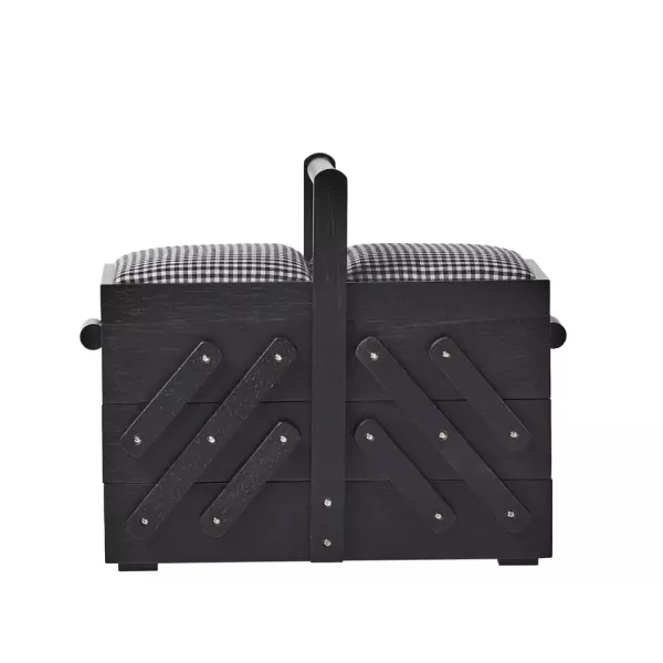 Nähkasten schwarz aus Holz mit Stoff Gr. M von Prym - Nostalgie Nähkästchen Nähkorb