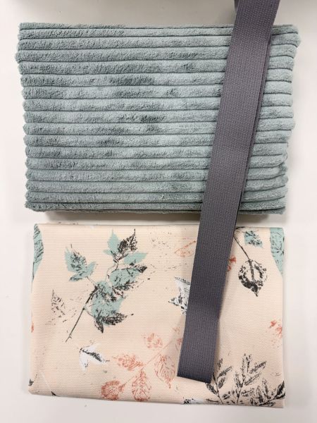 Taschen-Stoffpaket mint – Breitcord, Baumwoll-Dekostoff & graues Gurtband