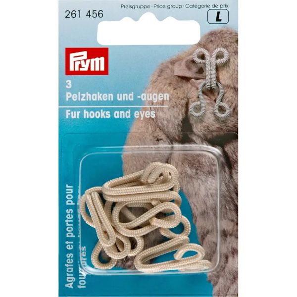 3 Pelzhaken & -augen von Prym in beige - Verschluß Haken Öse für Mantel & Jacke