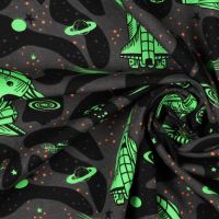 Jersey Weltall Raketen Sterne Raumschiffe Space neon grün schwarz