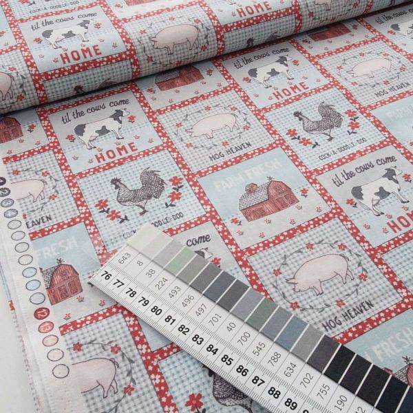 Baumwolle Bauernhof Patch Huhn Schwein Kuh – Farm Fresh by Jessica Flick