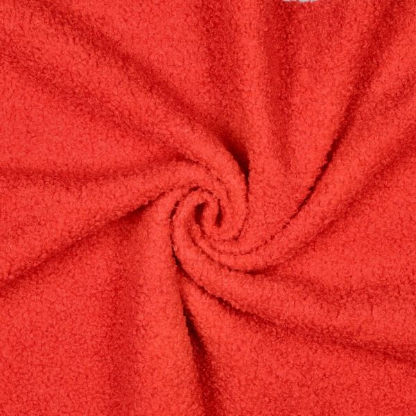 Teddy Bouclé Doubleface Fleece – leuchtendes Rot – flauschiger Stoff für Jacken & Winteraccessoires