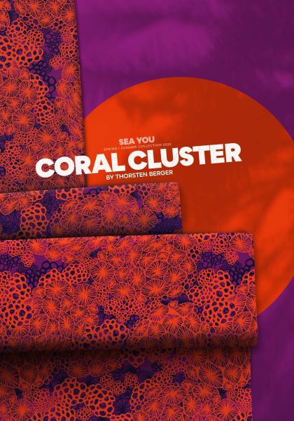luftig leichte Viskose Kleiderstoff orange lila - Coral Cluster by Thorsten Berger von Swafing