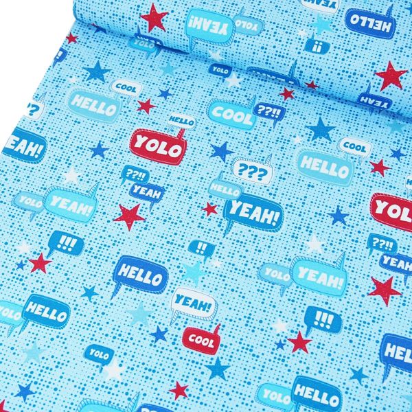 Jersey HELLO YOLO türkis – Cool Yeah Sterne hellblau von Blaubeerstern