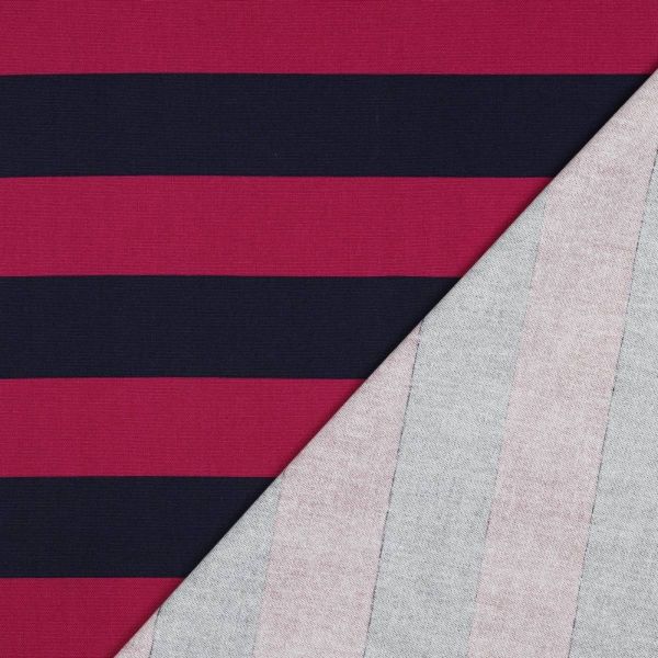 Baumwolle Canvas breite Streifen fuchsia marine – Dekostoff für Taschen & Kissen Blockstreifen
