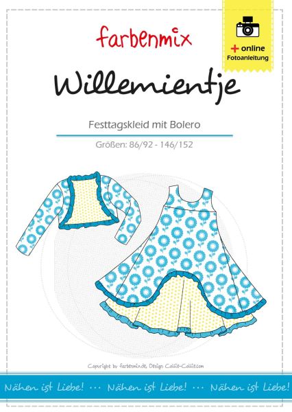 Schnittmuster Festtagskleid mit Bolero Willemintje von Farbenmix – Gr. 86-152