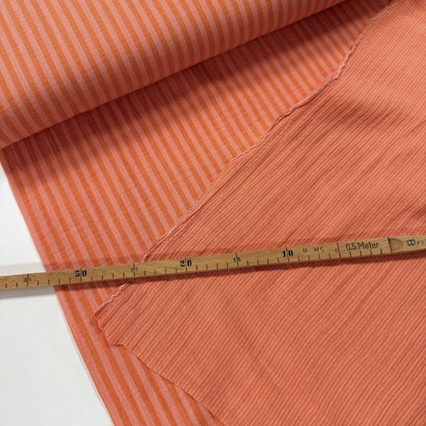 Doubleface Musselin Kapuzinerblüten Orange gestreift