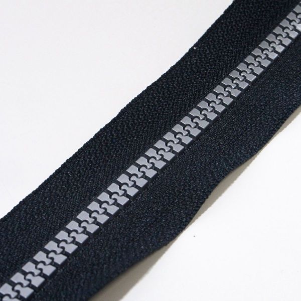 Reißverschluss endlos Profil 5mm schwarz matt silber – Endlosreißverschluss PR5