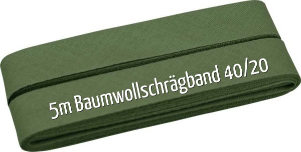 5m Schrägband aus Baumwolle olivgrün - Baumwollschrägband 40/20/10