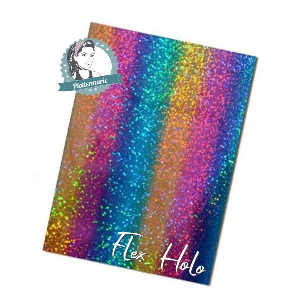 Flexfolie für Textildruck Holo Glitzer sparkle bunt A4 - Plotterfolie Plottermarie 105µg