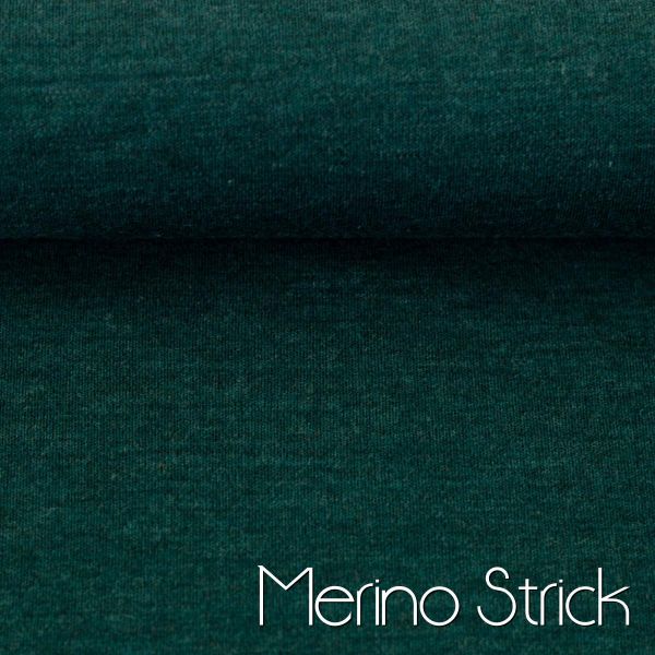 Weicher dünner Merinostrick in dunkelgrün - 100% Schurwolle Merino Strickstoff von Swafing