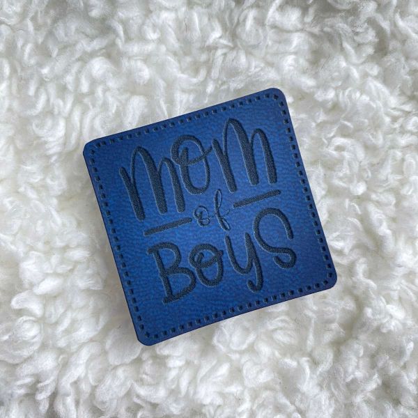 Aufnäher Label - mom of boys blau - für einzigartige Nähprojekte, Strickwerke & Gebasteltes