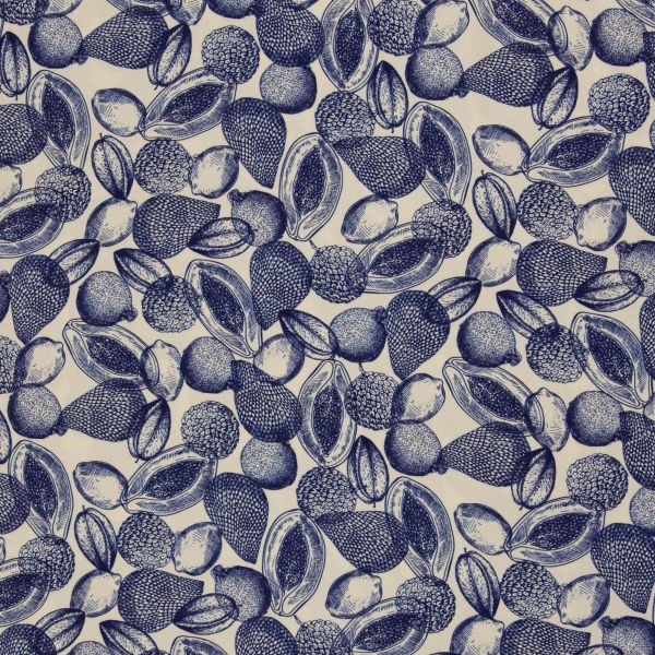 Viskose Webware tropische Früchte Print dunkelblau - Serie Fruit von Swafing
