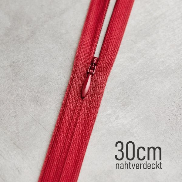 Verdeckter Reißverschluss erdbeerrot 30cm – meetMILK Berry YKK
