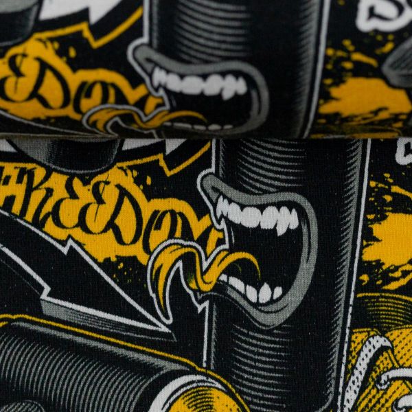 Sweat mit coolem Graffiti Muster Sneaker Sprayer HipHop gelb - French Terry Montreal von Swafing