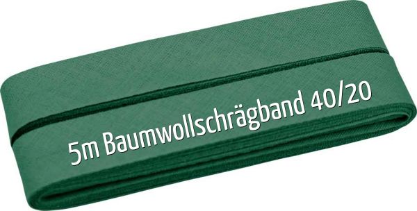 5m Schrägband aus Baumwolle grün - Baumwollschrägband 40/20/10