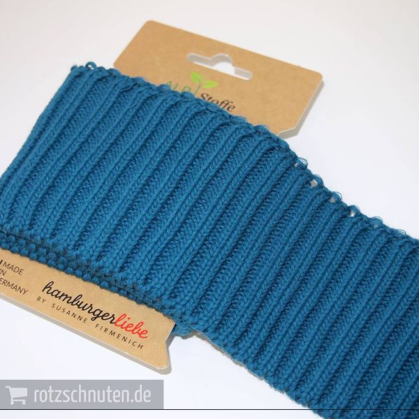 Grobstrick Ripp Bündchen petrol CUFF ME COZY – Hamburger Liebe