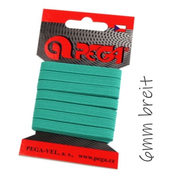 5m schmales Gummiband smaragd grün - 6mm breit
