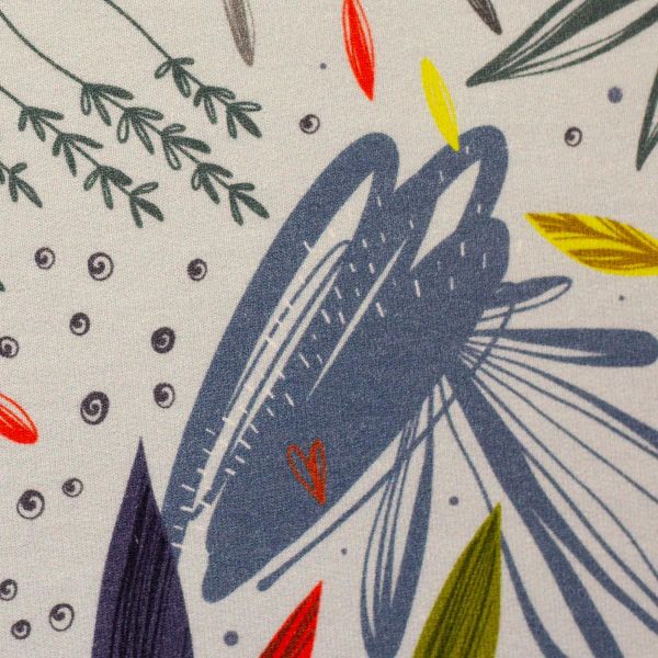 Sweat mit großem Blütenmuster abstrakt hellblau grau bunt - French Terry Femke von Swafing