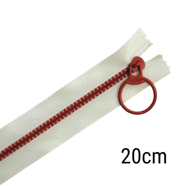 Reißverschluss Color Pop 20cm lang creme rot für Taschen & Mäppchen