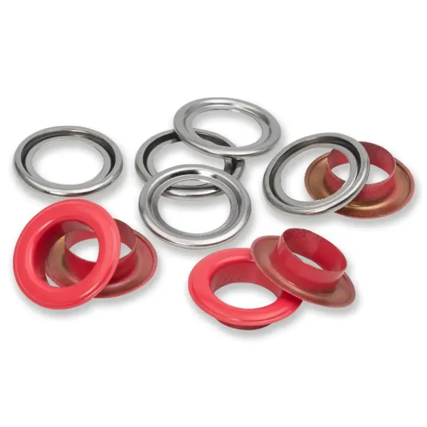 15 Ösen mit Scheiben 14mm rot - für das Prym Vario Creative Tool