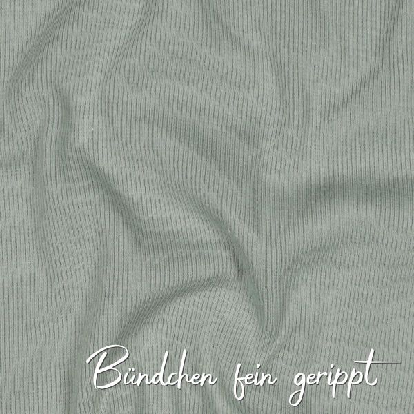 Bio Strickbündchen dusty green – fein geripptes Bündchen 2x2 Organic Rib Tube helles grün