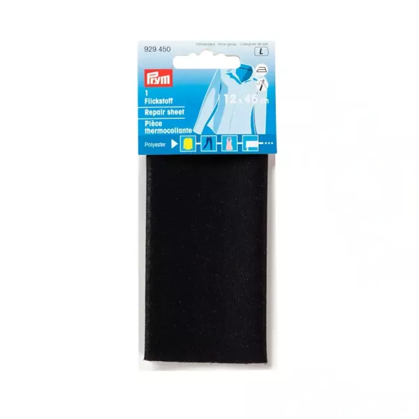 Flickstoff aufbügelbar zum reparieren von Jeans und Kleidung 12 x 45cm Flciken schwarz