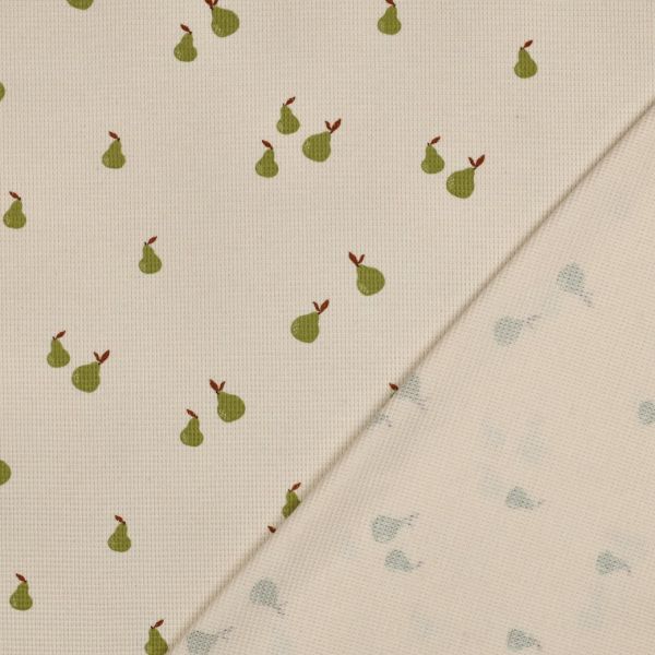 Waffel Jersey mit Birnen natural – Baumwolljersey Pears mit schöner Struktur
