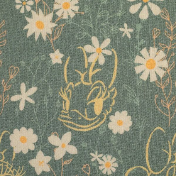 Jersey Daisy Duck & Minnie Maus Blumen Lindgrün – Disney Stoffe von Swafing