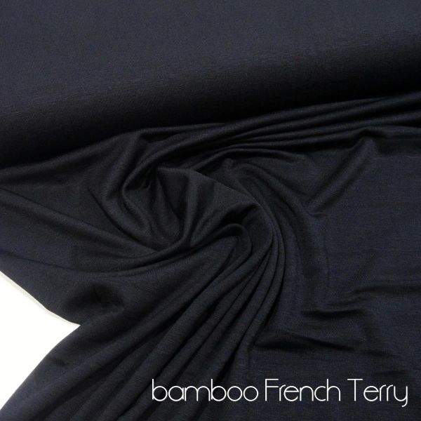 Viskose Sweat knitterfrei aus Bambus schwarz - French Terry Knit bamboo black