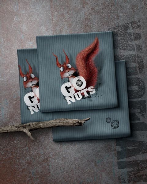 Sweat Streifen graublau - Go Nuts STRIPE by Thorsten Berger Komibstoff zum Eichhörnchen