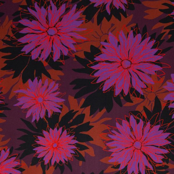 Viskose Kleider & Hosenstoff Blüten violett orange - Asteria by Thorsten Berger von Swafing-Copy