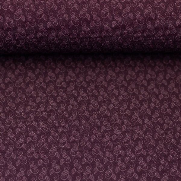 Swafing Else Baumwoll-Webware aubergine – kleines Rankenmuster