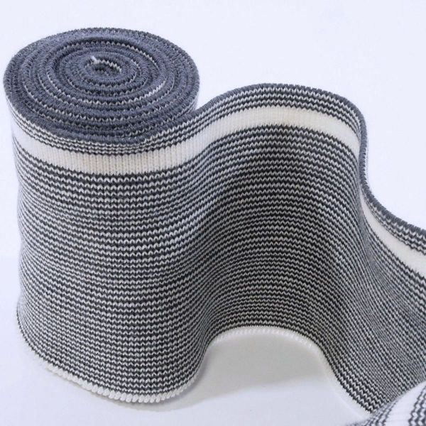 Cuffs Bündchen grau weiß meliert für Hoodie & Co - 7cm hoch 150cm lang
