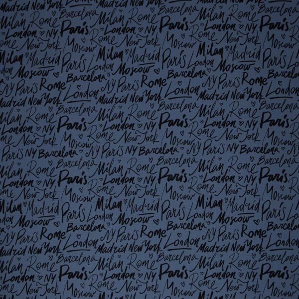 Baumwolle Musselin Städte rauchblau – Double Gauze Jeron by Swafing