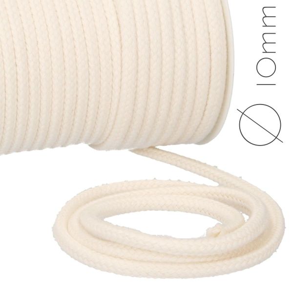 Baumwoll Kordel Ø1cm natur weiß 413 – weißes Kordelband für Hoodie, Rucksack & Co.