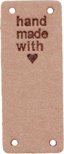 Kunstleder Label handmade with ❤️ beige - für deine Nähprojekte, Strickwerke & Gebasteltes