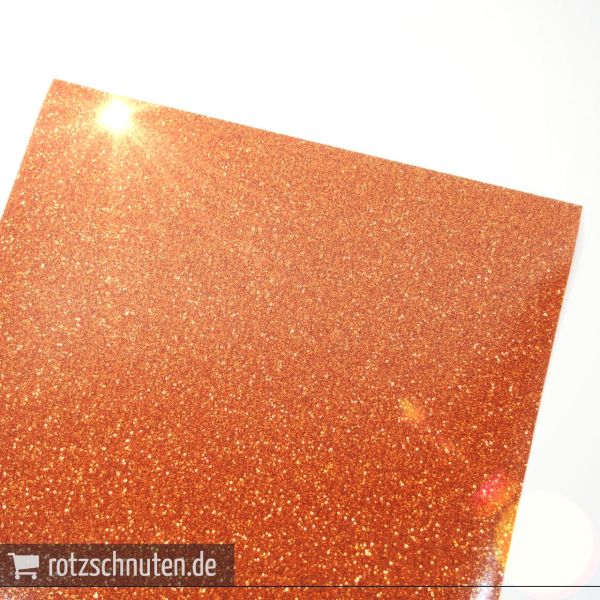 Flexfolie für Textildruck Glitter orange A4 - Plotterfolie Plottermarie Glitzer Funkelfolie 360µ