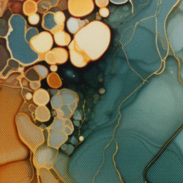 Oxford Gewebe für Taschen - Flowing Bloom - Marmor smaragd kupfer – Design von Sarah Mariam für Swa