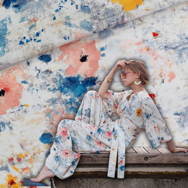 edler Leinen Viskose Mix mit Blüten - Roses on Canvas von See You At Six