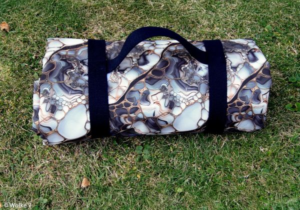 Oxford Gewebe für Taschen - Flowing Bloom - Marmor anthrazit gold – Design von Sarah Mariam für Swaf