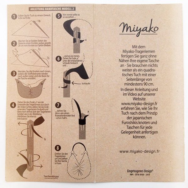 Miyako Taschengriff Leder braun - macht aus deinem Tuch eine Tasche Furoshiki