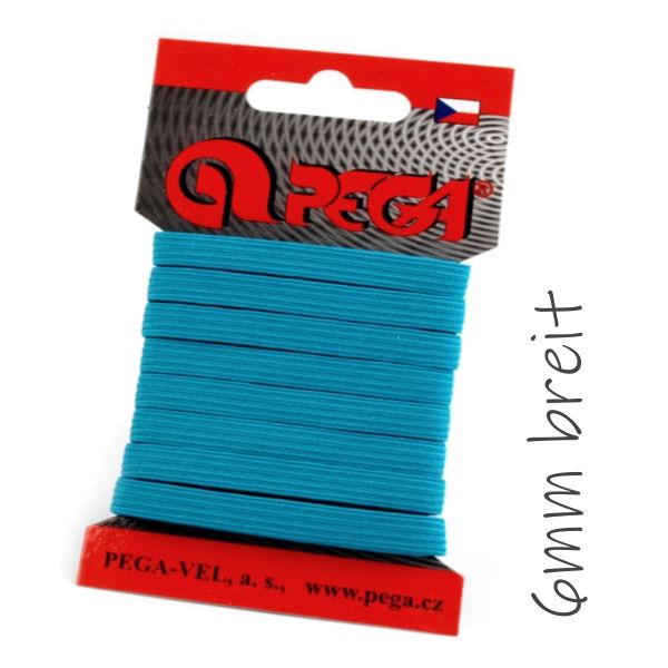 5m schmales Gummiband türkis blau - 6mm breit