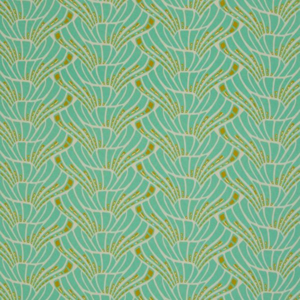 Viskose Webware Retro Blüten mint - Art-Déco Serie Vienna Coral von Swafing